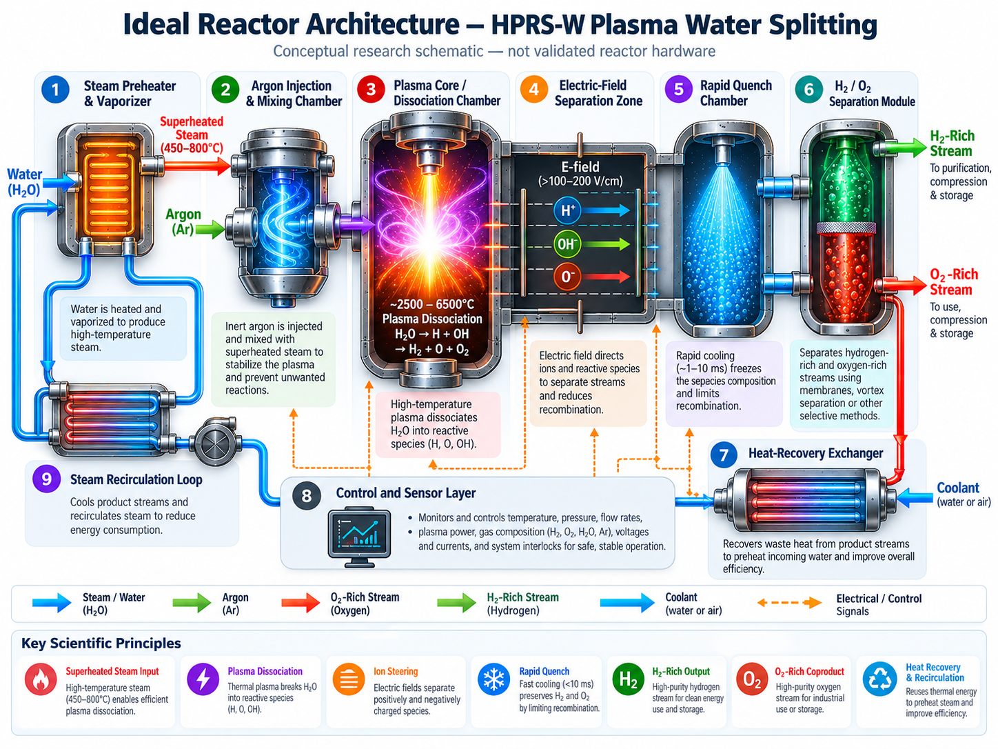 Konzeptuelle HPRS-W-Plasma-Wasserstoff-Reaktor-Architektur